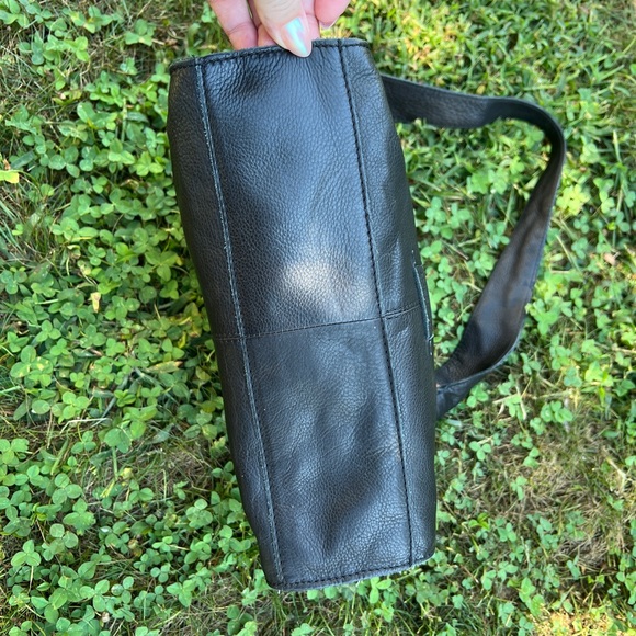 American Leather Co Brown Black Leather Shoulder Handbag - Picture 3 of 7